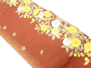 椿に梅・紅葉模様織出し名古屋帯